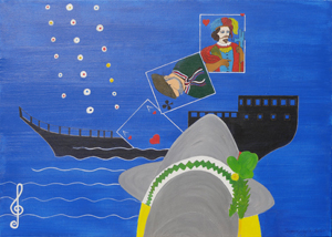 Und der Haifisch der hat Z&auml;hne&hellip; - Acryl auf Leinwand &ndash; 70 x 50cm