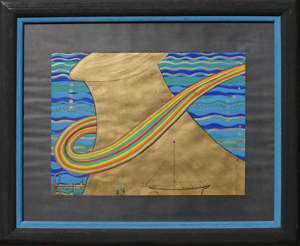 Festgemacht - Landstation - Kasein auf Baumwollkarton - 58 x 49,5cm